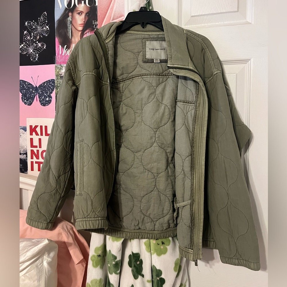 American Eagle Outfitters Quilted Olive Green Jacket